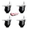 Service Caster 4'' Phenolic Swivel 7/16'' Grip Ring Stem Caster Set with Total Lock Brake, 4PK SCC-GRTTL20S414-PHR-716138-4 - alternate 3